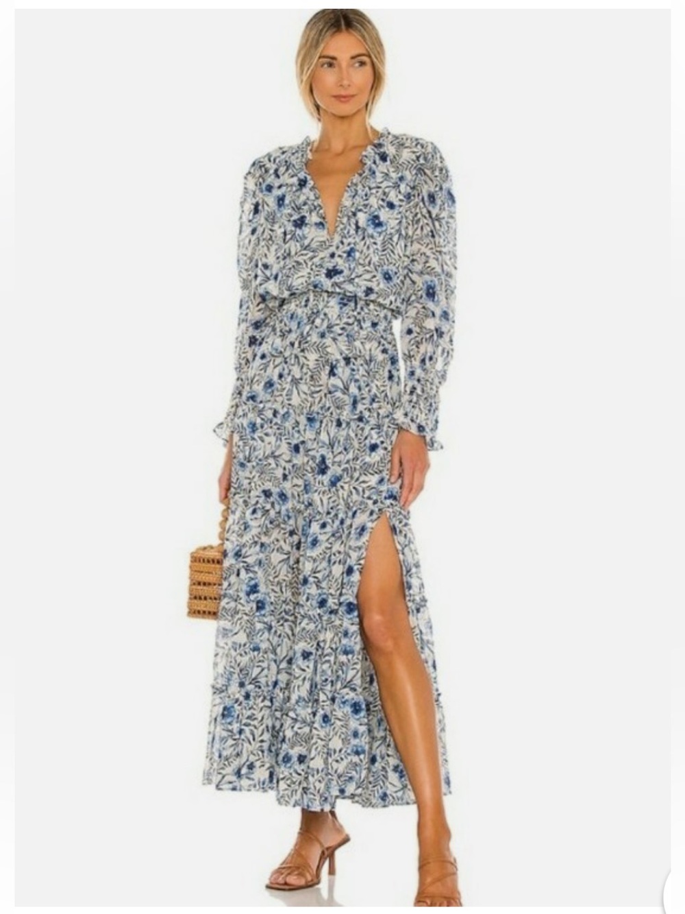 Misa Los Angeles Vida Maxi Dress In Indigo Blooms
